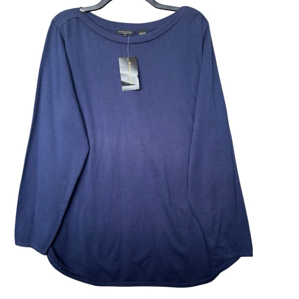 Jean Pierre Women’s 100% Cotton Pullover Knit Sweater Blue Size 2X Crew neck NWT